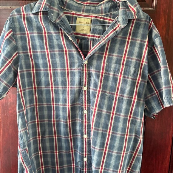 Sonoma Casual Blue and Red Checkered Shirt - Picture 1 of 4